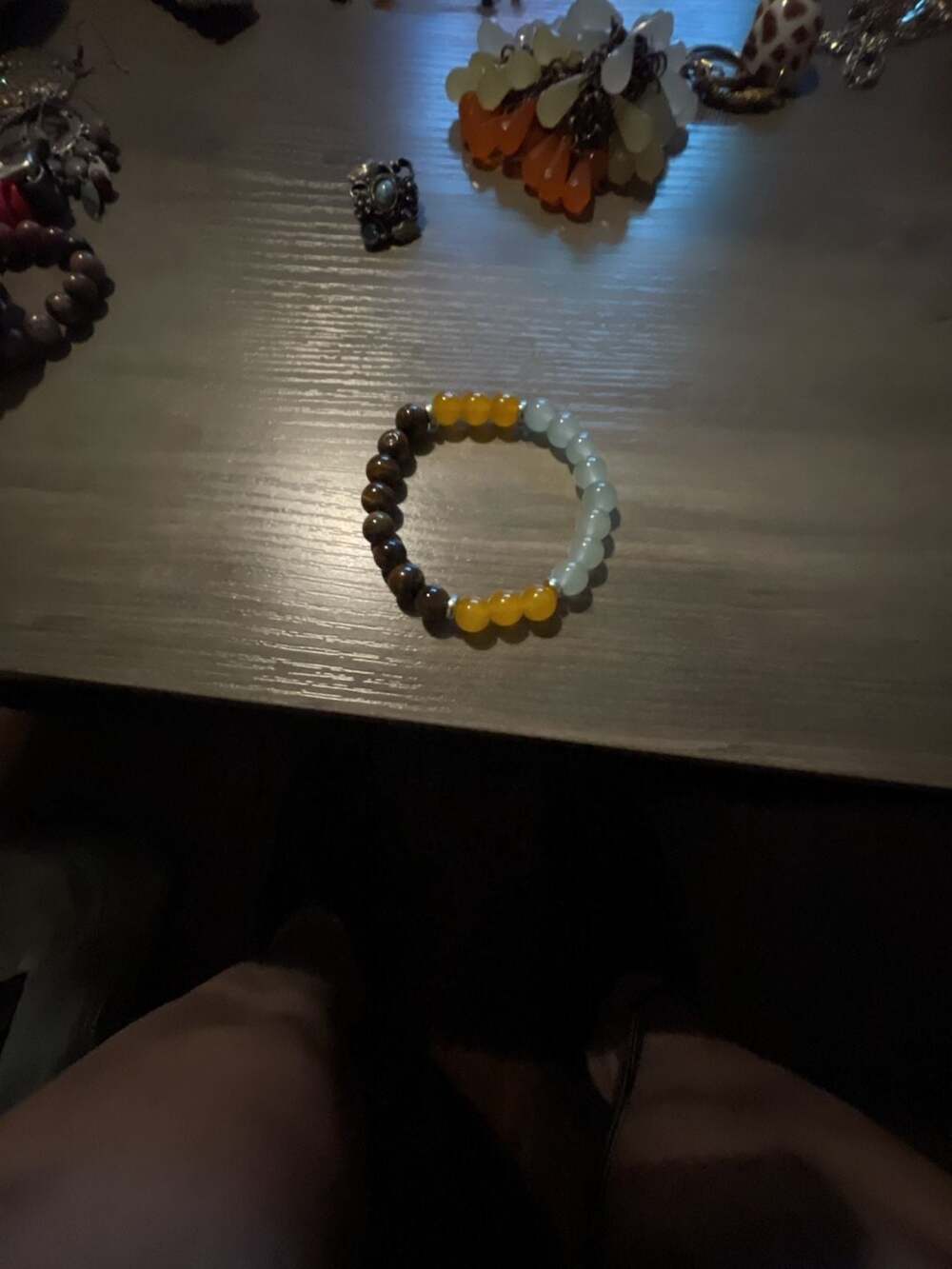 Multicolor Agate And Tiger Eye Stretch Beaded Bracelet